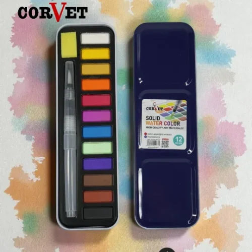 Solid Water Color 12 Colors With Brush - Corvet