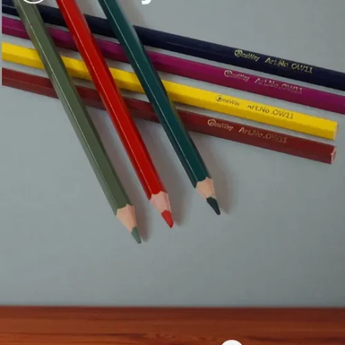 Color Pencil White Wood 12 Colors Long - One way