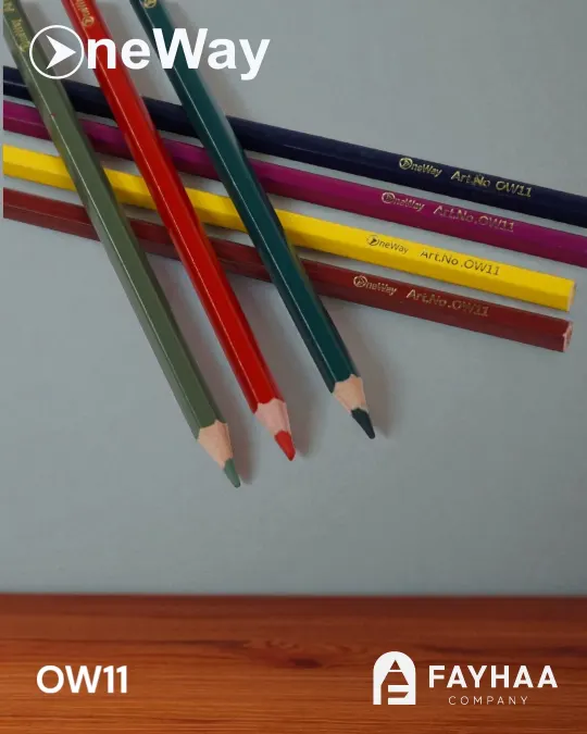 Color Pencil White Wood 12 Colors Long - One way