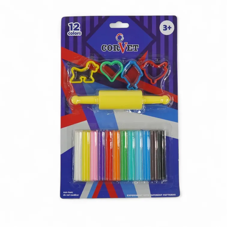 Modeling Clay 12 Pcs With Toys - Corvet - Image 2